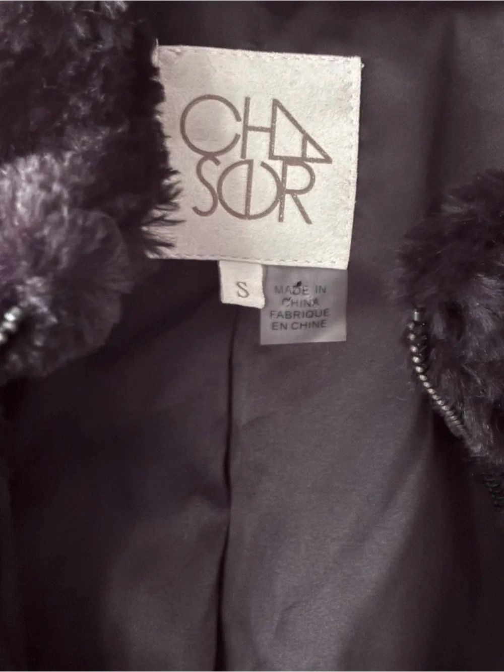 Gorgeous CHASER Brand Faux Fur Sequined Zip Up Jacket, Women’s Size S